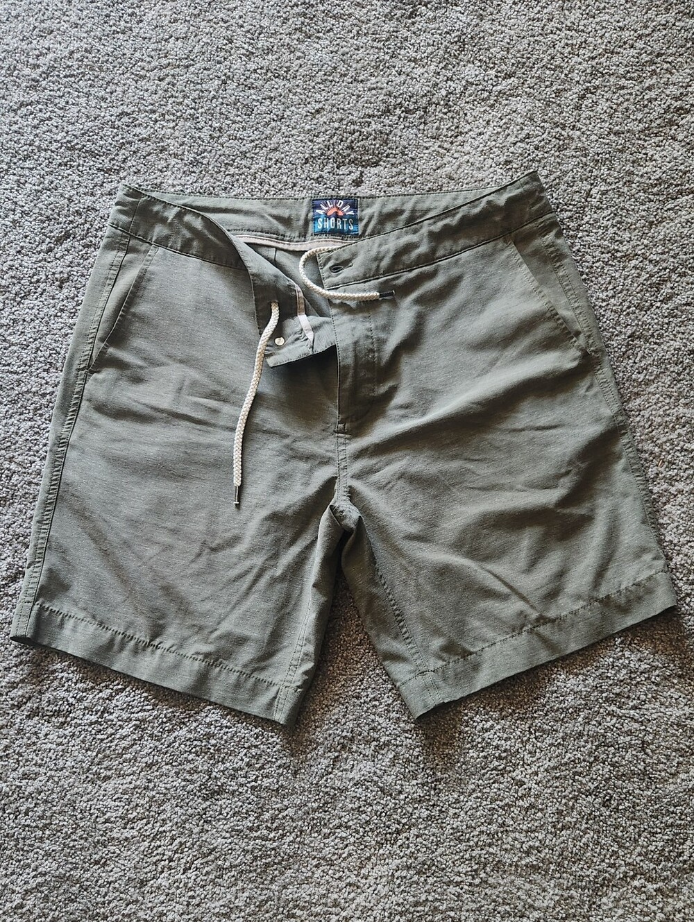 Faherty Olive Green Drawstring Cargo Shorts